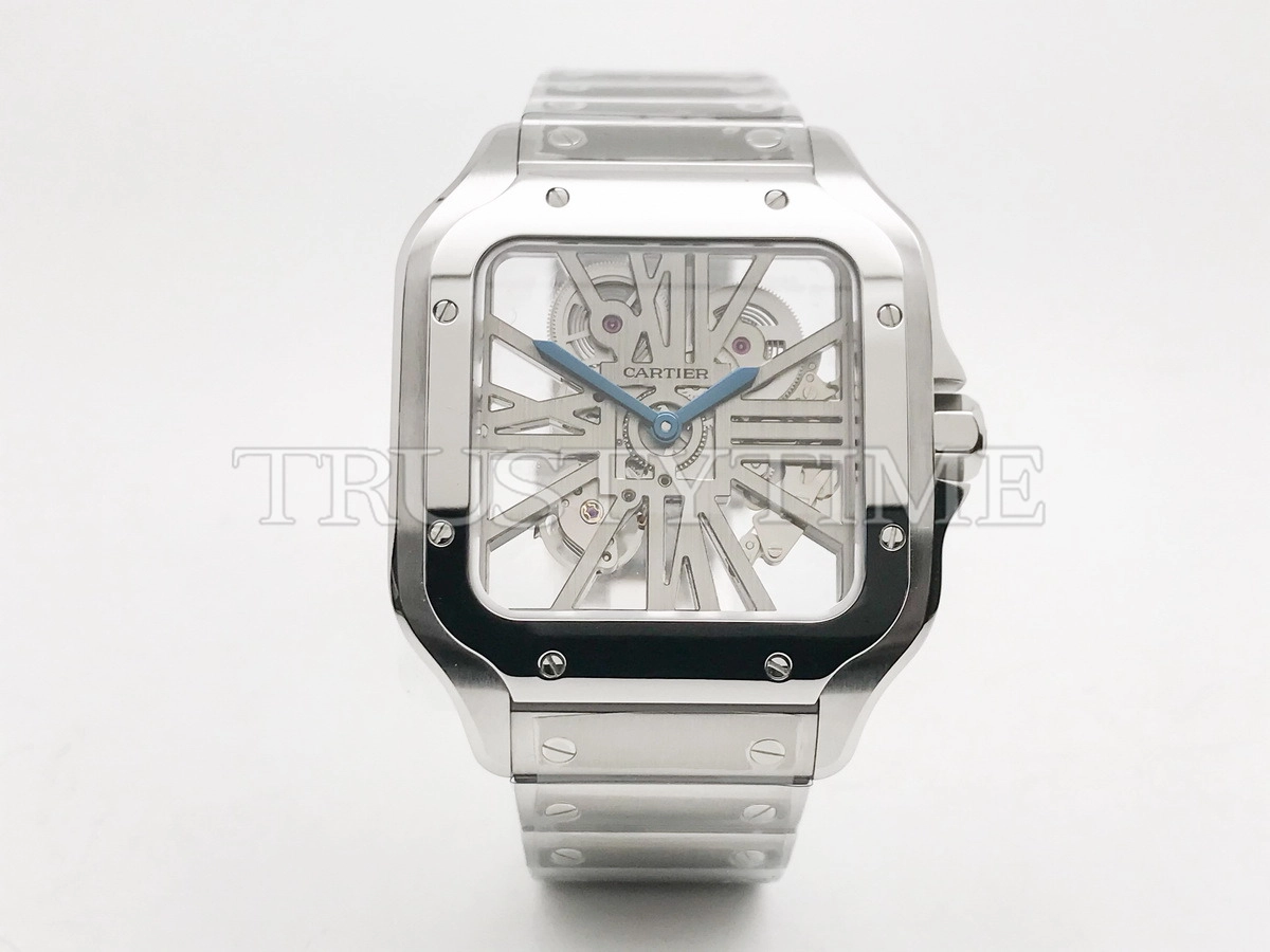 Копия часов Cartier Santos de Cartier Large Skeleton 40mm WHSA0015