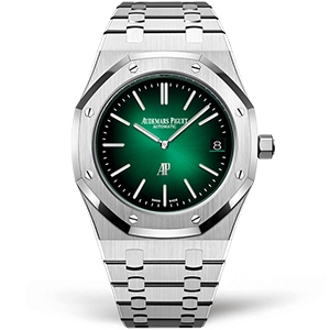 Копия часов Audemars Piguet Royal Oak “Jumbo” Extra-Thin Platinum and Smoked Green Dial 15202PT.OO.1240PT.01