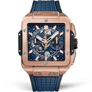 Копия часов Hublot Square Bang Unico King Gold Blue 821.OX.5180.RX