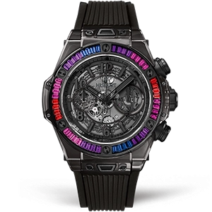 Копия часов Hublot Big Bang Unico All Black Sapphire Galaxy 45mm 411.JB.4901.RT.4098